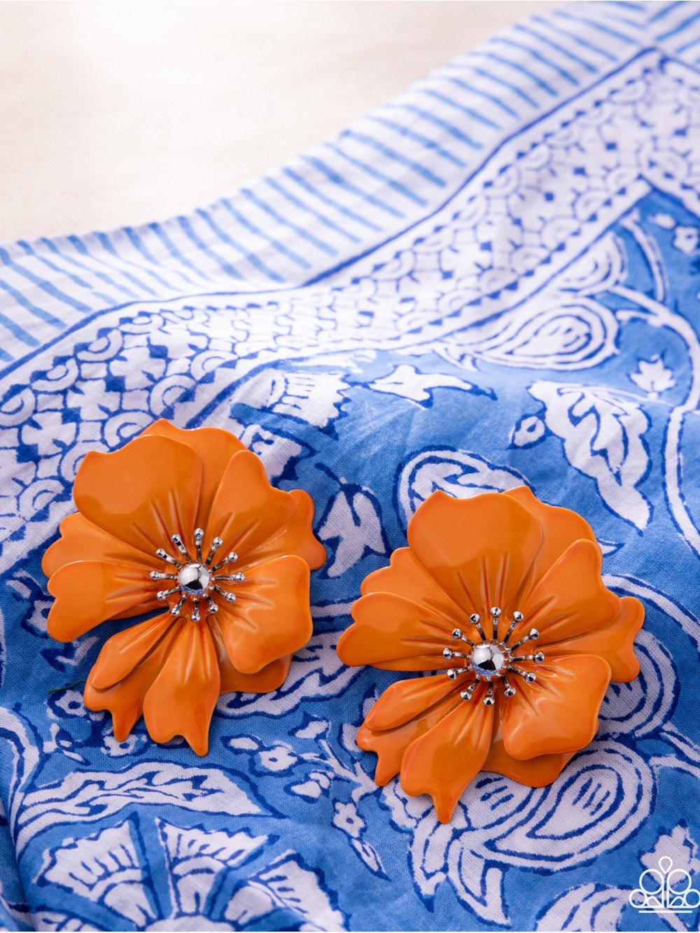 paparazzi Vibrant Orange Floral Clip-On Earrings